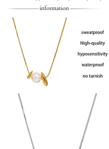 Detail view of gold and silver pearl necklaces with waterproof and sweatproof features