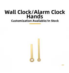 Close-up of elegant gold metal clock hands for silent quartz movement DIY repair