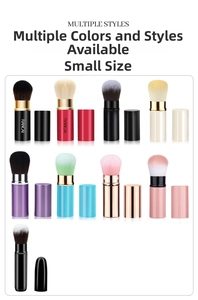 Macro detail of portable retractable makeup brush with protective cap in small size