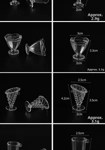 Detailed dimensions of miniature transparent plastic food play cups for DIY clay crafts