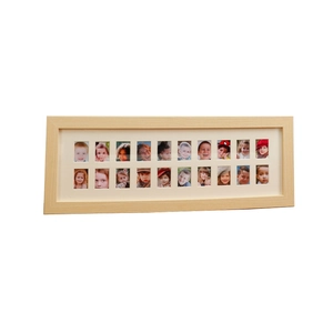 Rectangle 20-hole wooden school years growth frame for child identification photos