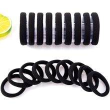 Set of thick black seamless high-elasticity hair ties for bun styling and daily use