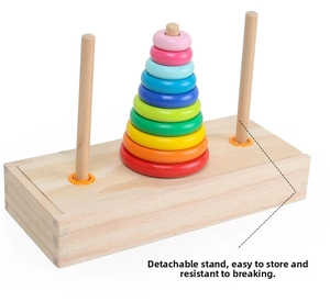 Détail des supports en bois amovibles pour un rangement facile et durable du jouet