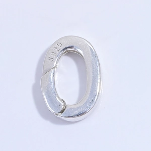 Oval S925 sterling silver spring clasp connector for handmade jewelry and necklaces