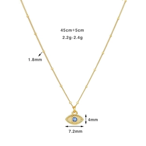 Detail view of S925 silver marquise blue stone necklace with chain dimensions and weight