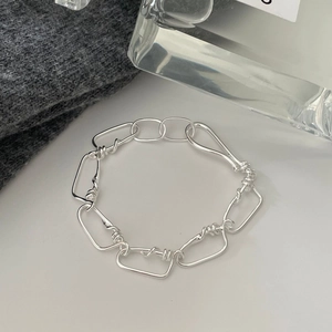 Handcrafted 925 sterling silver chain bracelet with industrial minimalist link design