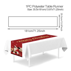 Polyester Christmas table runner 35.5x181cm with Santa Claus and Merry Christmas print