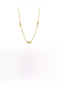 Detail view of S925 sterling silver beaded necklace with 18K gold plating and 40cm chain
