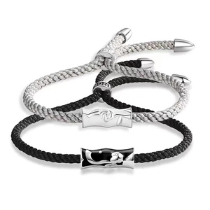 Braccialetti di coppia intrecciati coordinati Piccolo Principe e Rosa con ciondoli