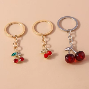 Portachiavi Ciliegia Lega Strass Scintillante Pendente Frutta Accessorio Borsa Creativo Regalo Gioielli Donna