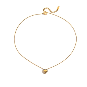 18K gold plated stainless steel heart pendant necklace with shimmering crystals