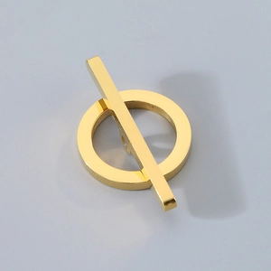 Golden round OT toggle clasp in polished metal for DIY jewelry making accessories