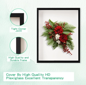Detail of minimalist black shadow box frame with high transparency HD plexiglass cover
