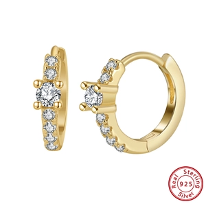 Élégantes créoles en argent sterling 925 avec zircon blanc et fini doré