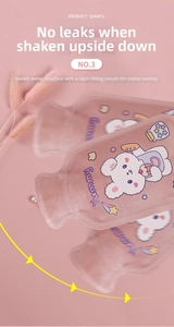 Detail showing the leak-proof screw cap and soft plush pink fabric of the hot water bottle