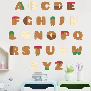 Stickers muraux 26 lettres alphabet pain d'épices Noël pour chambre enfant