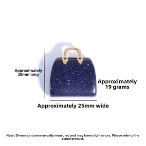 Blue sandstone handbag pendant with gold handle, measures 28mm by 25mm, weight 19g