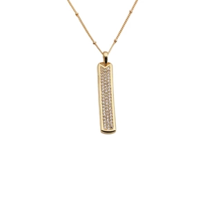 Collier géométrique doré pour femme avec micro-pavé de pierres en zircone cubique