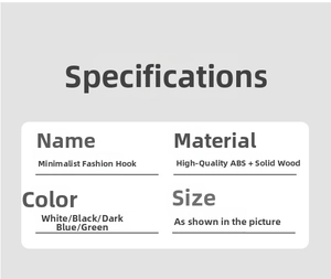 Specifications for minimalist wall hooks made of durable ABS and solid wood