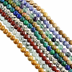 Natural Stone Round Beads Strand For Jewelry Making DIY Handmade Bracelets Necklaces Polished Gemstone Strands Jewelry Components