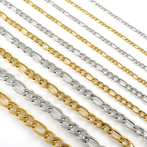 Classic 18K gold and silver Figaro chain necklaces in various widths for men and women