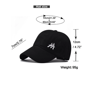 Detailed size chart for cotton ponytail baseball cap showing dimensions and weight
