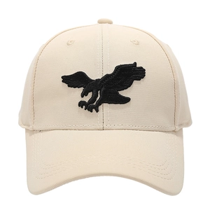 Casquette de baseball beige avec broderie d'aigle 3D en coton sergé de haute qualité