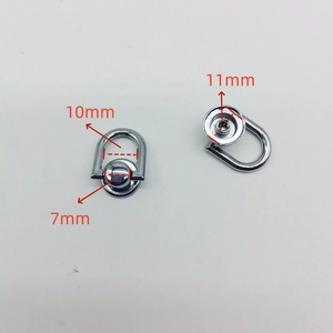 Rivetti con anello a D in argento per borse con misure di larghezza interna di 10 mm