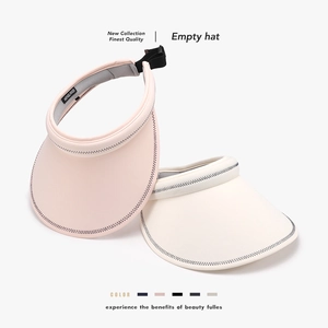 Women Sun Visor Hat UV Protection Wide Brim Empty Top Summer Beach Adjustable Breathable Elastic Strap Zigzag Stitching