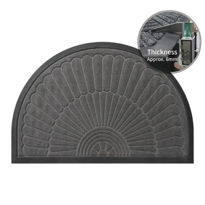 Semi-circular gray entrance mat with embossed pattern, 6mm thickness measurement shown
