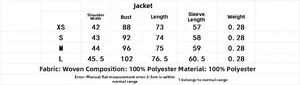Detailed size chart for the women's satin long sleeve blouse showing measurements in cm