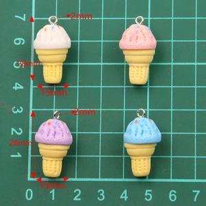 Detailed dimension view of 15x28mm colorful resin ice cream charms for DIY jewelry making