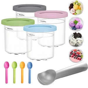 Set of 4 colorful replacement pints with lids and spoons for NC299AM C300s series