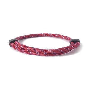 Adjustable red woven anchor bracelet with double black buckles for men and women