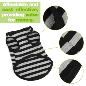 Breathable cotton dog vest with black and gray stripes and premium stitching detail
