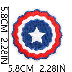 Detailed view of patriotic 5.8cm star patch with gear edges and embroidery texture