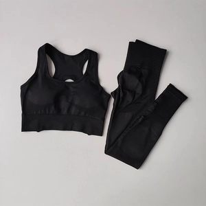 Détails du legging sans couture taille haute et brassière de sport dos nageur noir
