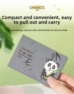 Detail of 100-sheet bamboo charcoal oil absorbing tissues with panda illustration packaging