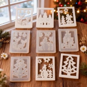 9-piece set of Christmas silicone molds for DIY resin lanterns and festive night lights