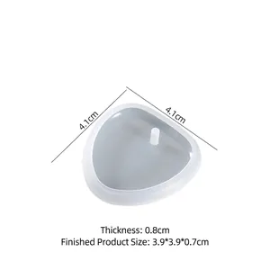 Translucent heart shaped silicone mold for DIY resin pendants with precise dimensions