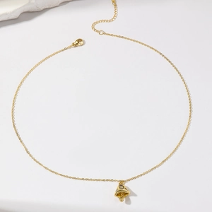Cute 18k gold plated mushroom pendant necklace for women with sparkling crystal stones