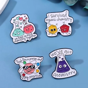 Chemistry Enamel Brooch Pin Science Laboratory Beaker Atom Pun Badge For Jackets Hats Backpacks Alloy Jewelry Gift
