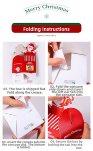 Step-by-step folding tutorial for red Santa cartoon Christmas apple gift box assembly