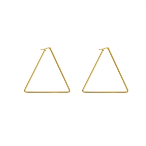 Minimalist golden geometric triangle earrings made of polished stainless steel for women