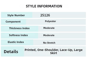 Size chart and fabric details for elegant floral off-shoulder polyester maxi dress