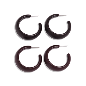 Minimalist vintage acrylic C-shaped hoop earrings in matte black for unique women fashion