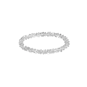Minimalist 925 sterling silver wave ring with a sparkling textured finish on white background