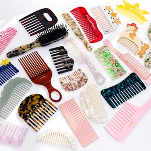 Premium anti-static acetate hair combs and brushes in various marble patterns and colors