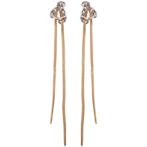 Minimalist two-tone chain tassel earrings with silver and gold metal fringe design