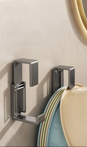 Space-saving gunmetal wall-mounted retractable washbasin rack for bathroom storage